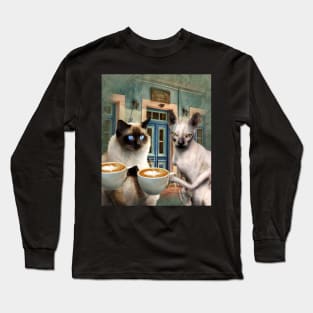 Cats Drinking Coffee Long Sleeve T-Shirt